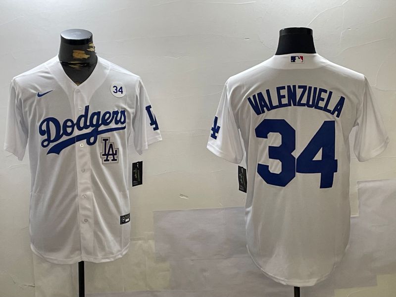 Men Los Angeles Dodgers #34 Valenzuela White Game 2024 Nike MLB Jersey style 112010->los angeles dodgers->MLB Jersey